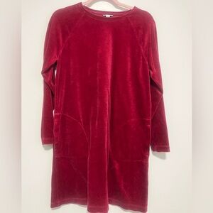 PureJILL- Red Velvet Long Sleeve Tunic Dress